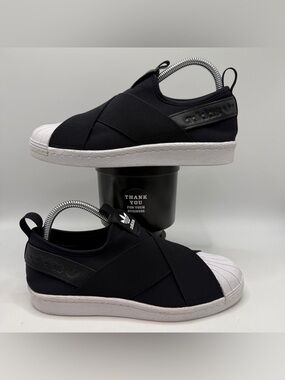 Adidas Superstar Slip On Black White Shell Toe Women’s 7US